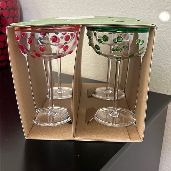 Kate Spade x Target NIB 8.11-Ounce 4-Piece Polka Dot Acrylic Coupe Drinkware Set - Picture 9 of 16